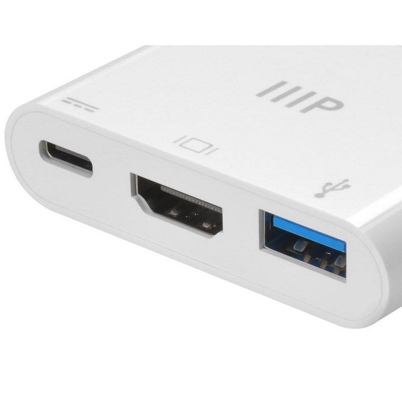 NWT Monoprice 3-in-1 USB-C to HDMI Multiport Adapter Compatible USB-C Laptops - Picture 2 of 9